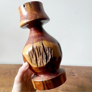 Handmade Wooden Candle Holder or Vase | Organic Live Edge Solid Wood Sculpture
